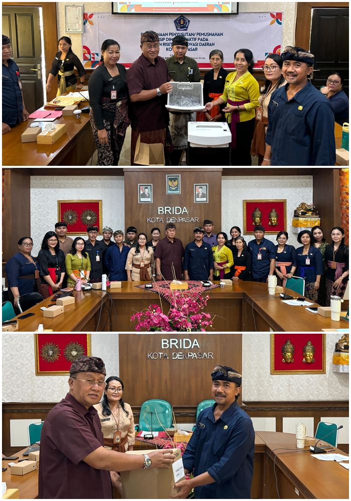 Ceremonial Pemusnahan Arsip Dinamis Inaktif Dan Penyerahan Arsip Statis Milik BRIDA Kota Denpasar